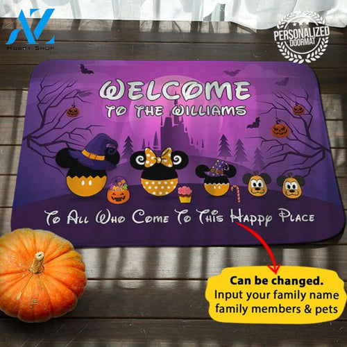 Halloween Happy Family Personalized Doormat