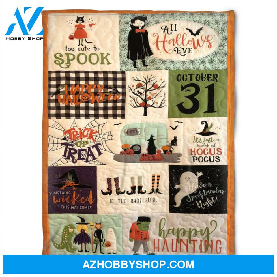 Halloween Happy Haunting All Hallows Eye Fleece Blanket Halloween Adult Blanket, Pumpkins Emotions Halloween,Trick or Treat Home Decor Bedding Couch Sofa Soft And Comfy Cozy