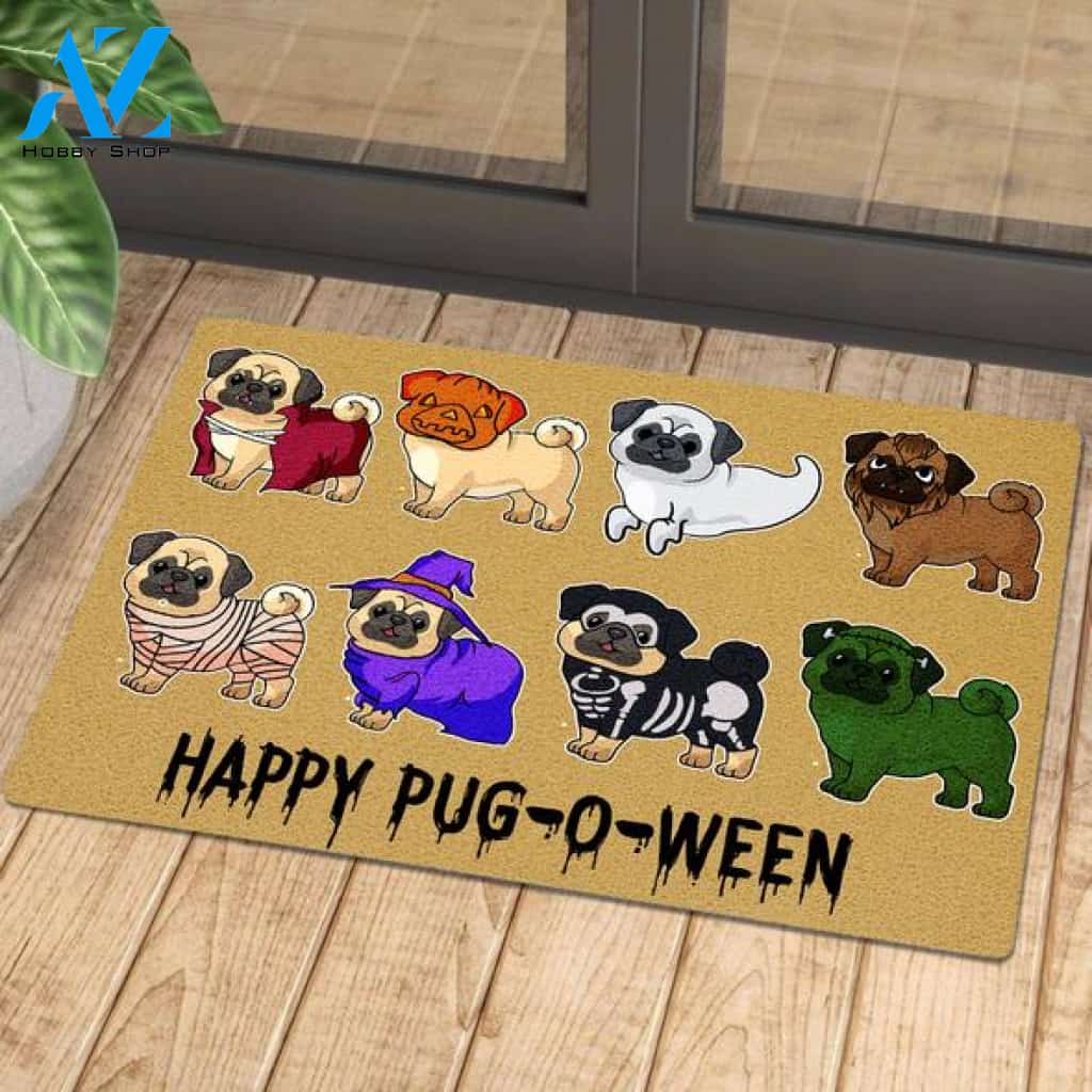 Halloween Happy Pug-o-ween Doormat