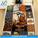 Halloween Happy Halloween Witch Riding Broom Fleece Blanket Gift For Family, Birthday, Halloween, Couple Gift Home Decor Bedding Couch Sofa Soft and Comfy