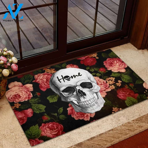 Halloween Home Skull Flowers Doormat Indoor And Outdoor Mat Entrance Rug Sweet Home Decor Housewarming Gift Gift For Friend Family Stem Feminist