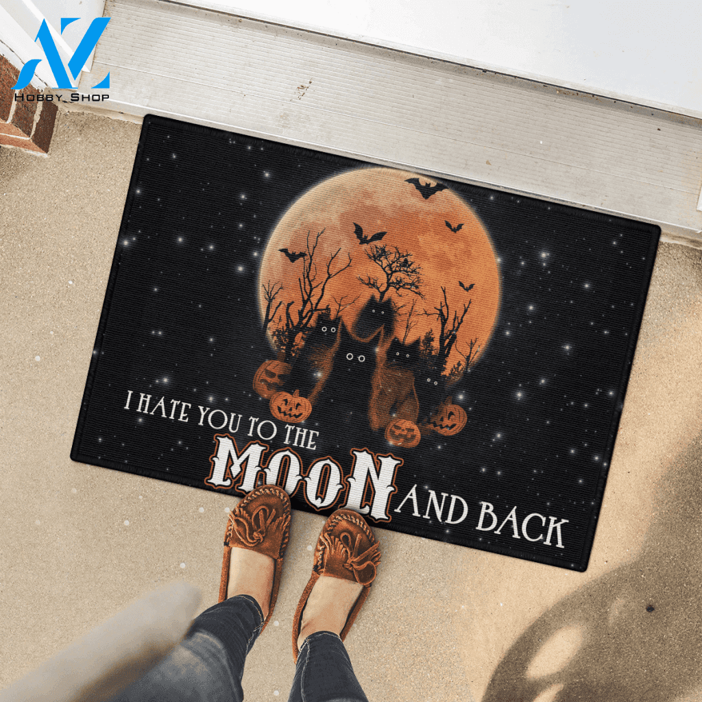 Halloween I Hate You To The Moon And Back Doormat Indoor And Outdoor Mat Entrance Rug Sweet Home Decor Housewarming Gift Gift For Friend Family Stem Feminist