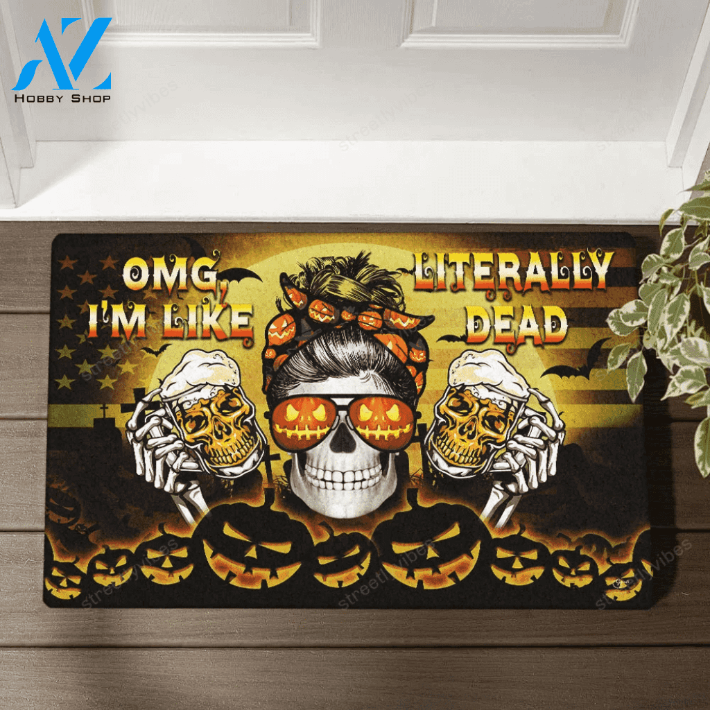 Halloween I'm Like Literally Dead Doormat Indoor And Outdoor Mat Entrance Rug Sweet Home Decor Housewarming Gift Gift For Friend Family Stem Feminist
