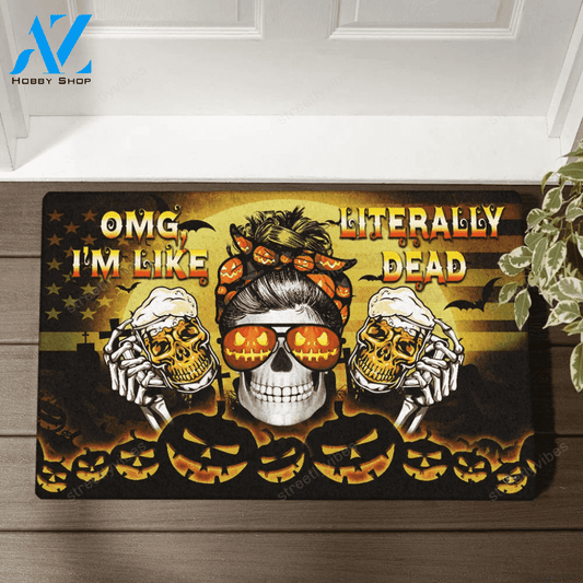 Halloween I'm Like Literally Dead Doormat Indoor And Outdoor Mat Entrance Rug Sweet Home Decor Housewarming Gift Gift For Friend Family Stem Feminist