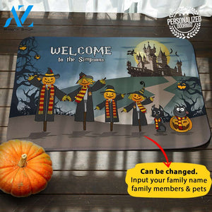 Halloween in Hogwarts House Name Personalized Doormat