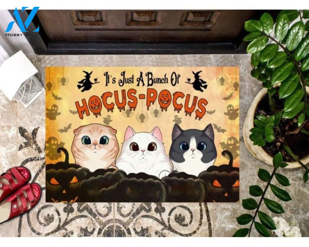 Halloween It's Just A Bunch of Hocus Pocus Doormat Indoor And Outdoor Mat Entrance Rug Sweet Home Decor Housewarming Gift Gift For Friend Family Stem Feminist