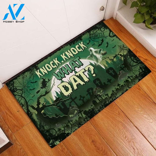 Halloween Knock What Dat Doormat Indoor And Outdoor Mat Entrance Rug Sweet Home Decor Housewarming Gift Gift For Friend Family Stem Feminist