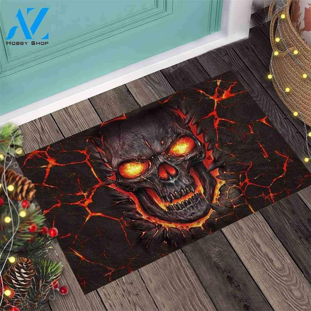 Halloween Lava Skull Doormat Indoor And Outdoor Mat Entrance Rug Sweet Home Decor Housewarming Gift Gift For Friend Family Stem Feminist