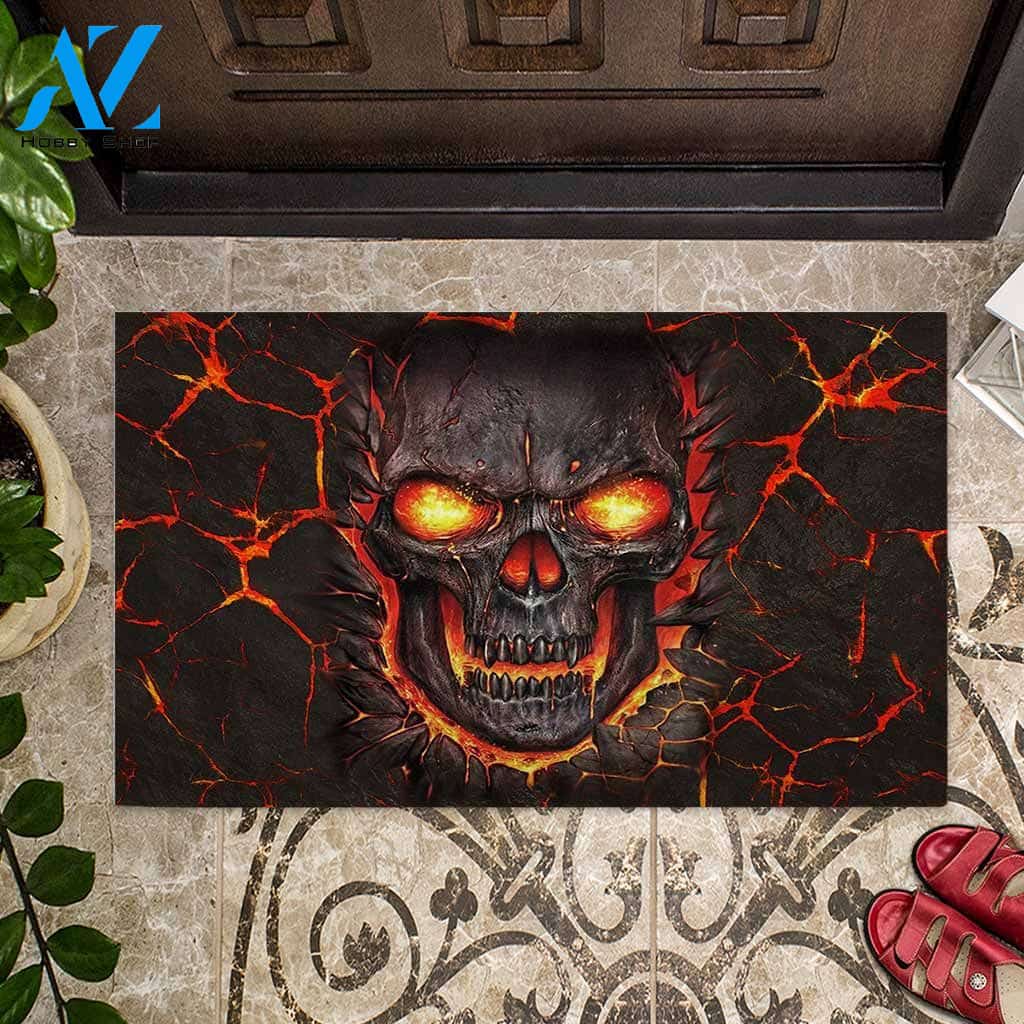Halloween Lava Skull Doormat Indoor And Outdoor Mat Entrance Rug Sweet Home Decor Housewarming Gift Gift For Friend Family Stem Feminist