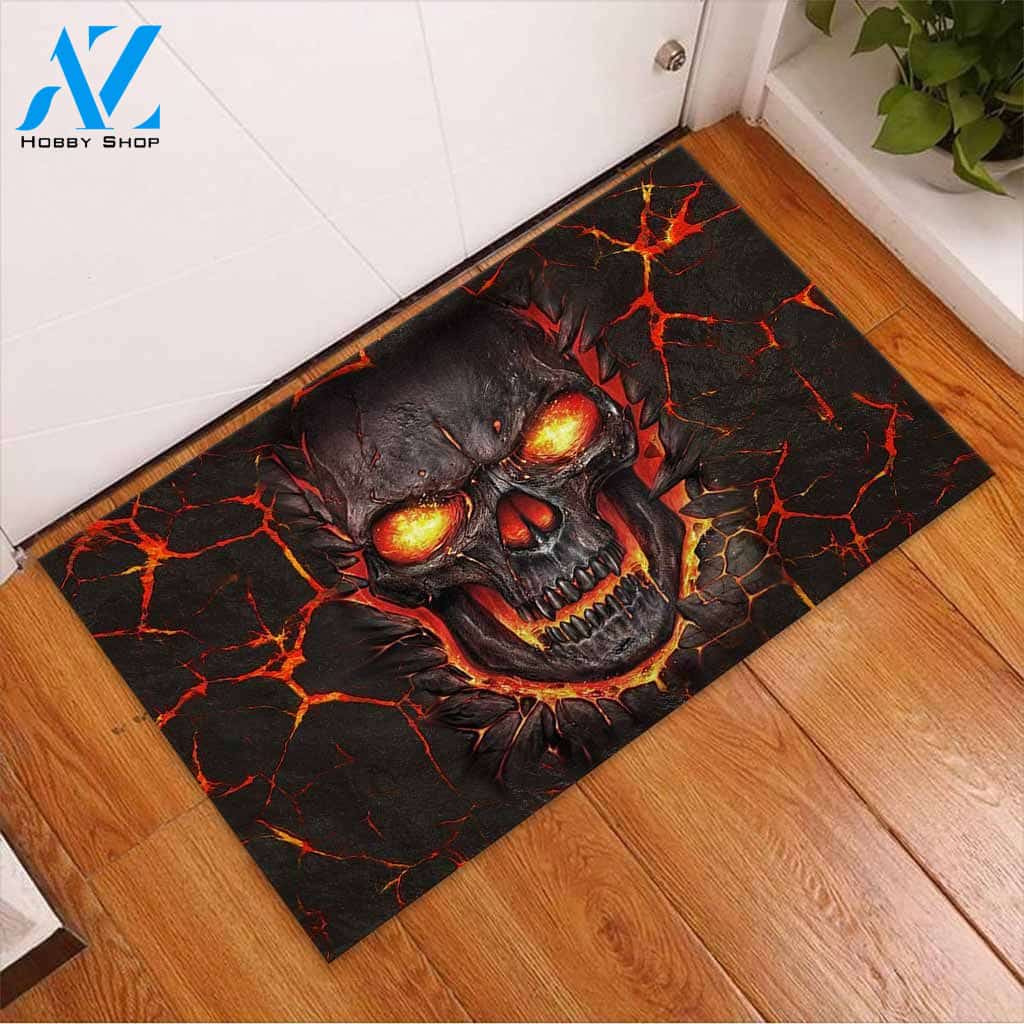 Halloween Lava Skull Doormat Indoor And Outdoor Mat Entrance Rug Sweet Home Decor Housewarming Gift Gift For Friend Family Stem Feminist