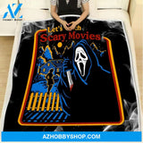 Halloween Let's Watch Scary Movies Fleece Blanket Gift For Family, Birthday, Halloween, Couple Gift Home Decor Bedding Couch Sofa Soft and Comfy