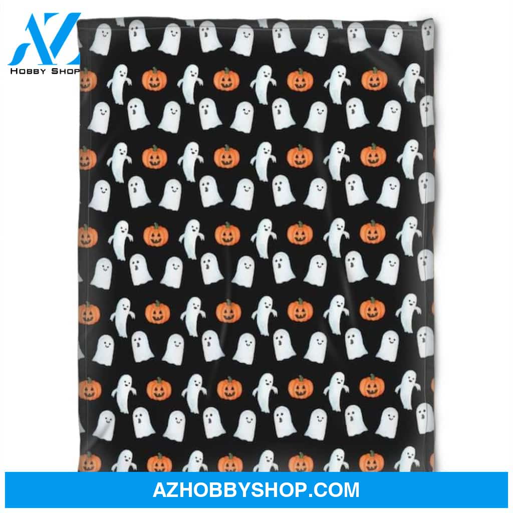 Halloween Line Pumkins And Ghost Fleece Blanket Halloween Adult Blanket