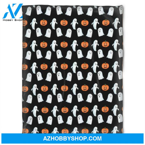 Halloween Line Pumkins And Ghost Fleece Blanket Halloween Adult Blanket, Pumpkins Emotions Halloween,Trick or Treat Home Decor Bedding Couch Sofa Soft And Comfy Cozy