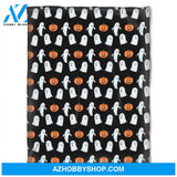 Halloween Line Pumkins And Ghost Fleece Blanket Halloween Adult Blanket, Pumpkins Emotions Halloween,Trick or Treat Home Decor Bedding Couch Sofa Soft And Comfy Cozy