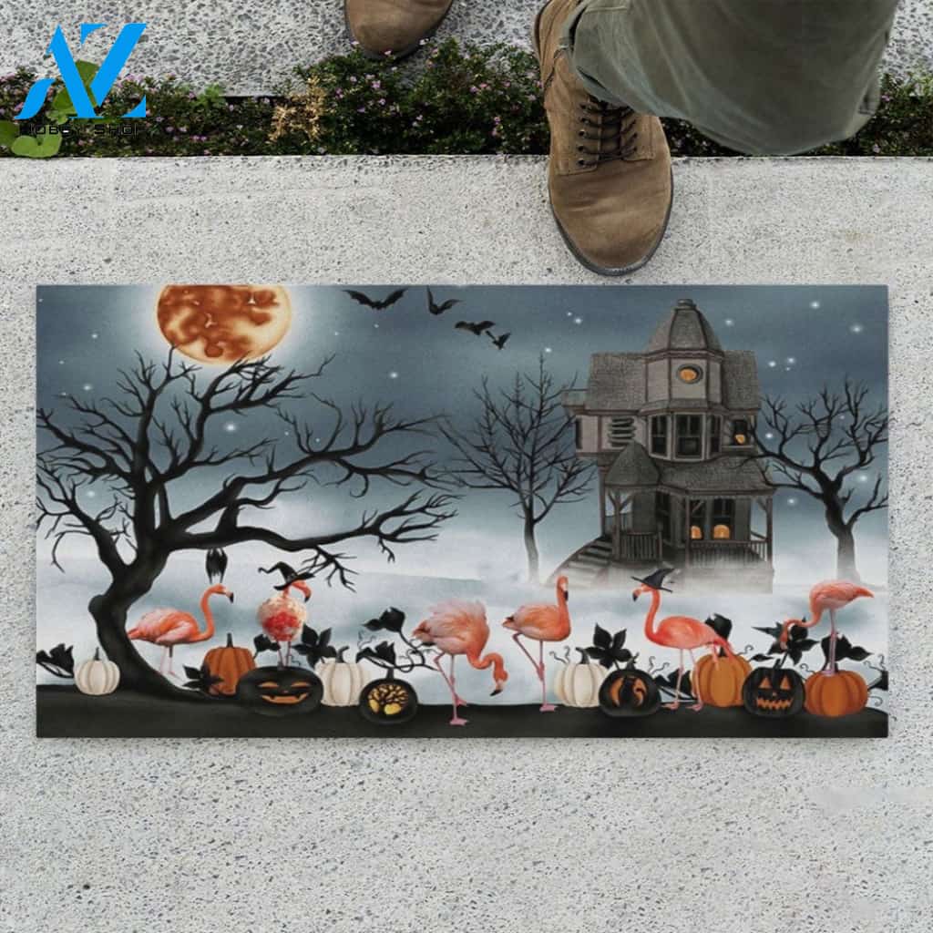 Halloween Little Jungle Of Flamingos Doormat Halloween Decor Doormat Welcome Mat House Warming Gift Home Decor Gift For Flamingos Lovers Funny Doormat Gift Idea