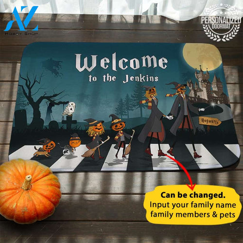 Halloween Muggles Wizards Personalized Doormat