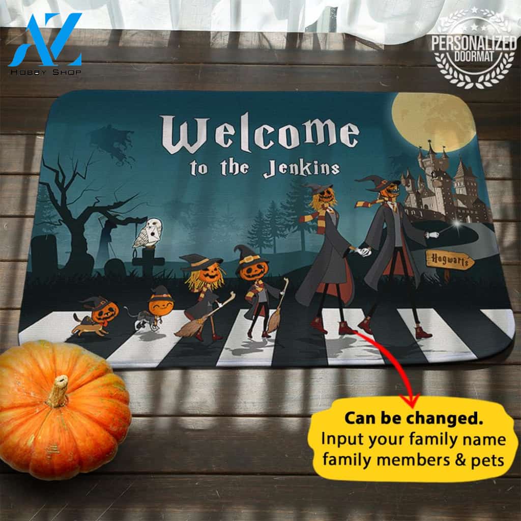 Halloween Muggles Wizards Personalized Doormat