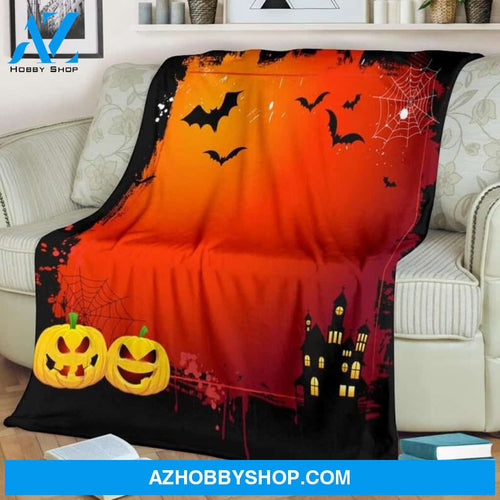 Halloween Night Jack O Lantern And Web Fleece Blanket Halloween Gift, Halloween Decor
