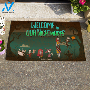 Halloween Nightmare Jack Skellington Family Personalized Doormat, Sally Shock Lock Barrel Zero Customizable Character, Nightmare Before Christmas, AZ Custom Live Preview AM07