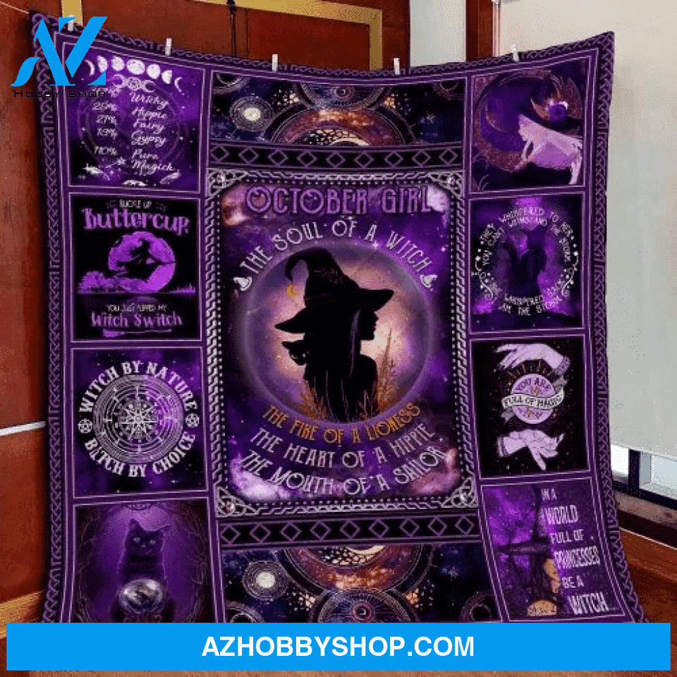 Halloween October The Soul Of A Witch Fleece Blanket Gift For Family & Friends Gift Home Decor Bedding Couch Sofa Soft And Comfy Cozy