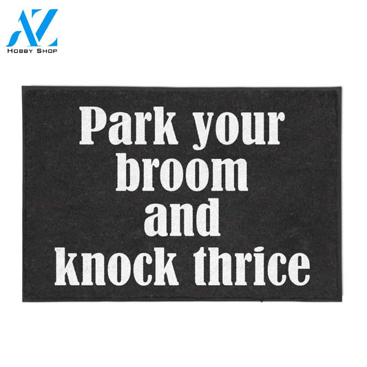 Halloween Park Your Broom And Knock Thrice Equality Doormat Indoor And Outdoor Mat Entrance Rug Sweet Home Decor Housewarming Gift Gift For Friend Family Stem Feminist