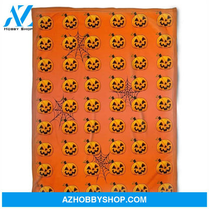 Halloween Pattern Pumkins Orange Fleece Blanket Halloween Adult Blanket