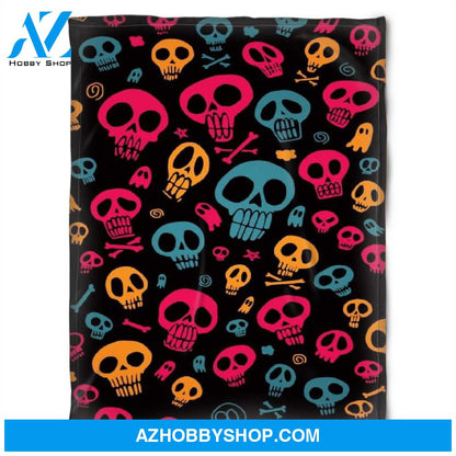 Halloween Pattern Skull Mutilcolor Fleece Blanket Halloween Adult Blanket