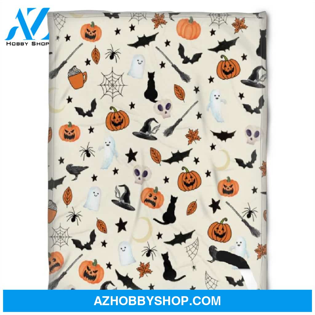 Halloween Pattern Witch Things Fleece Blanket Halloween Adult Blanket