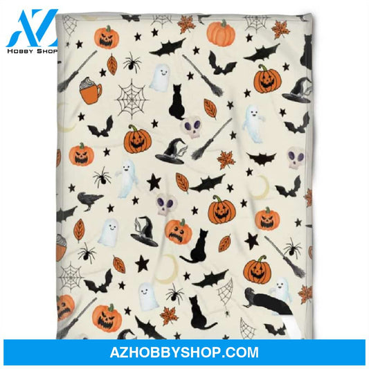Halloween Pattern Witch Things Fleece Blanket Halloween Adult Blanket