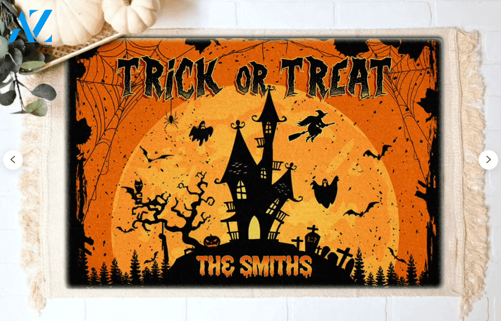 Halloween Personalized Trick Or Treat Equality Doormat Indoor And Outdoor Mat Entrance Rug Sweet Home Decor Housewarming Gift Gift For Friend Family Stem Feminist