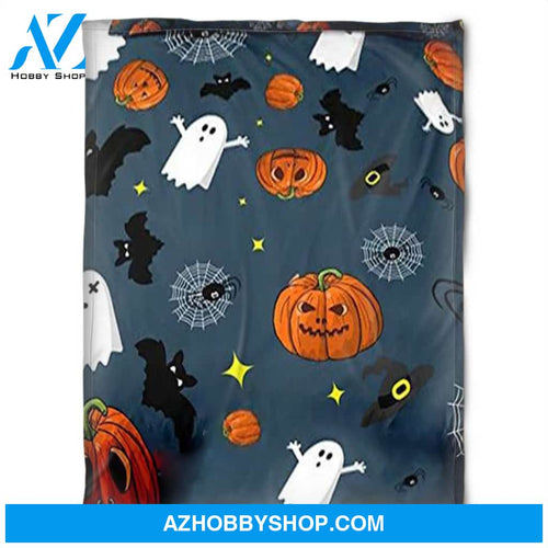 Halloween Pumkins And Ghost Fleece Blanket Halloween Adult Blanket