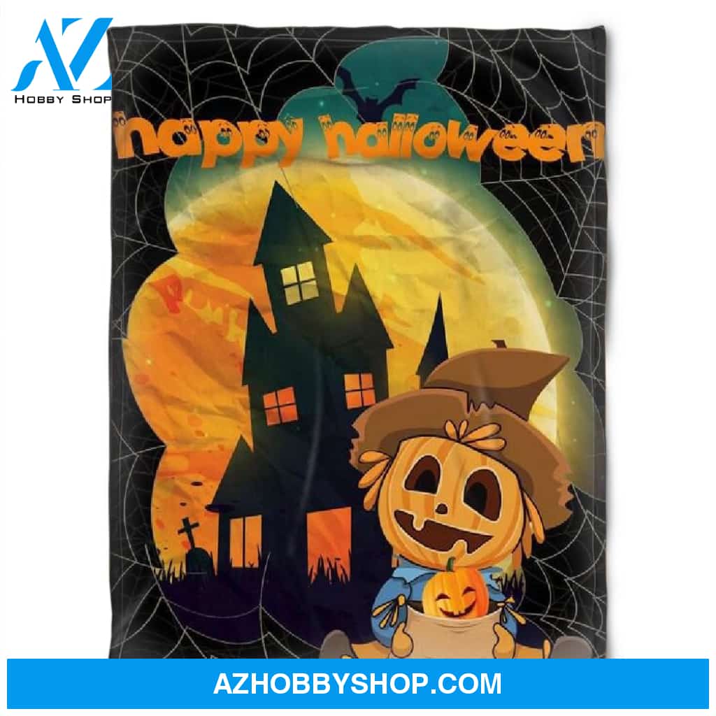Halloween Pumkins In The Night Fleece Blanket Halloween Adult Blanket