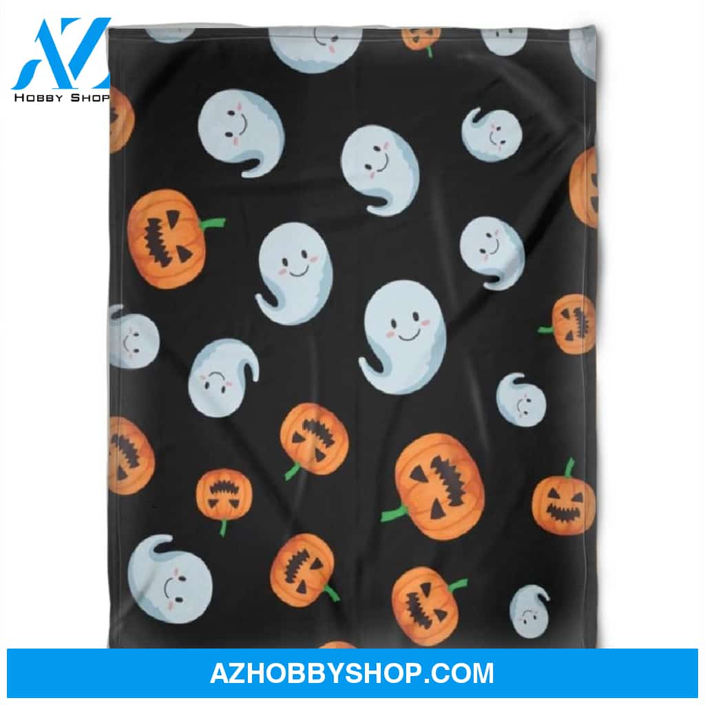 Halloween Pumkins Orange Black Fleece Blanket Halloween Adult Blanket