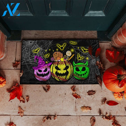 Halloween Pumpkin Baseball Funny Indoor And Outdoor Doormat Gift For Baseball Lovers Decor Warm House Gift Welcome Mat Halloween Decor