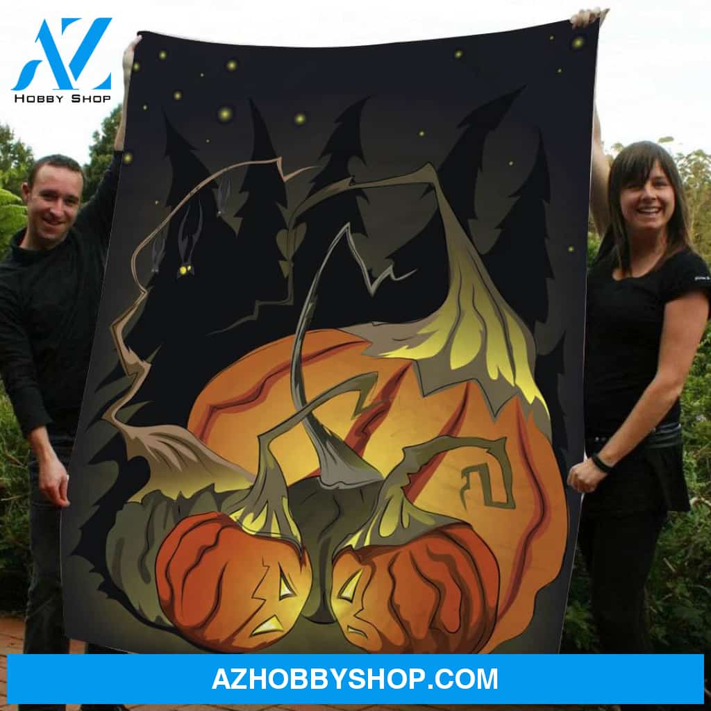 Halloween Pumpkin In The Night Gift Fleece Blanket - Sherpa Blanket