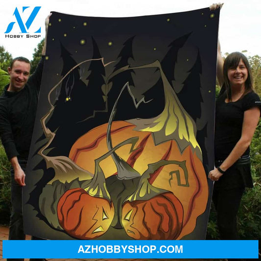 Halloween Pumpkin In The Night Gift Fleece Blanket - Sherpa Blanket