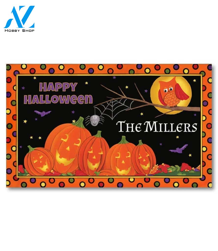 Halloween Pumpkin Patch Friends Personalized Doormat - 18" x 30"