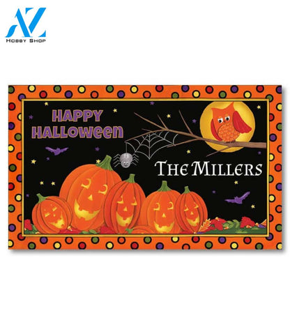 Halloween Pumpkin Patch Friends Personalized Doormat - 18" x 30"