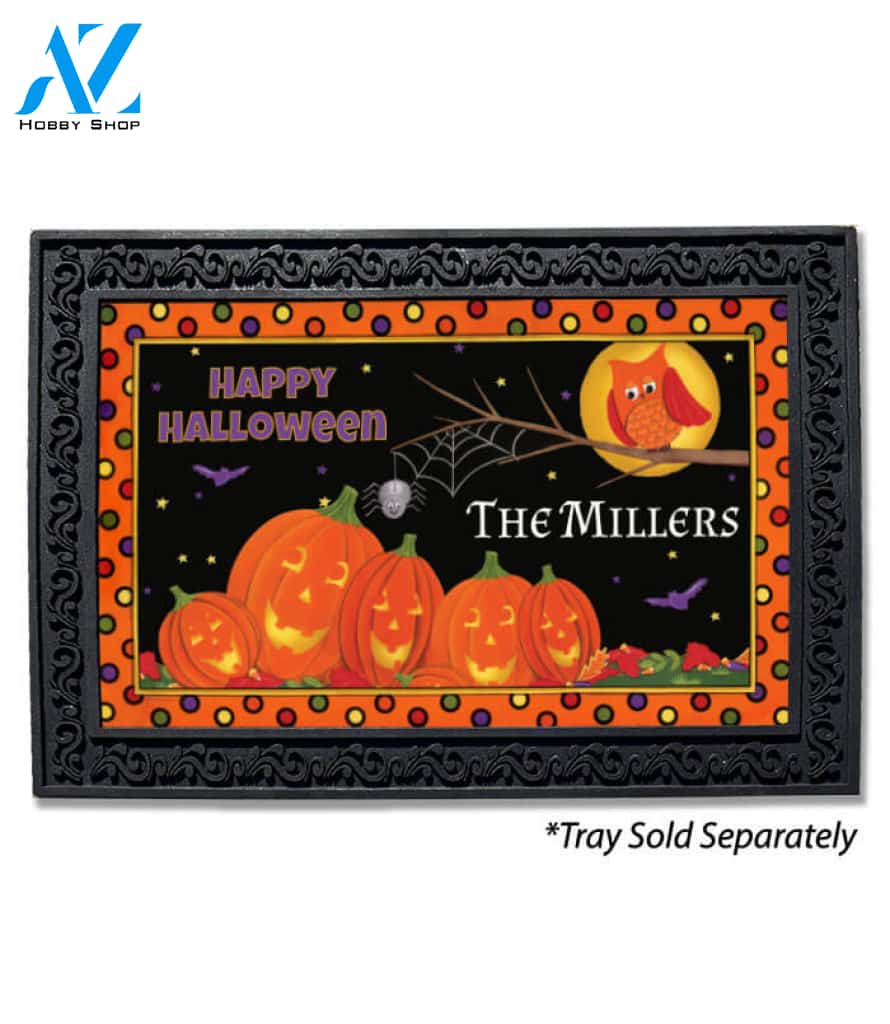 Halloween Pumpkin Patch Friends Personalized Doormat - 18" x 30"