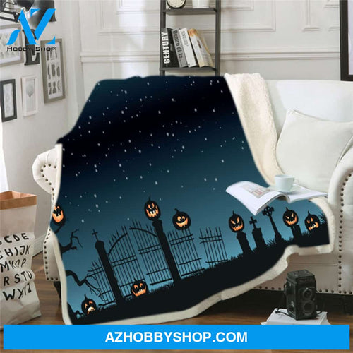 Halloween Pumpkin & Row, Gift Home Decor Bedding Couch Sofa Soft and Comfy Cozy, Fleece Blanket Home Decor Bedding Couch Sofa Soft And Comfy Cozy