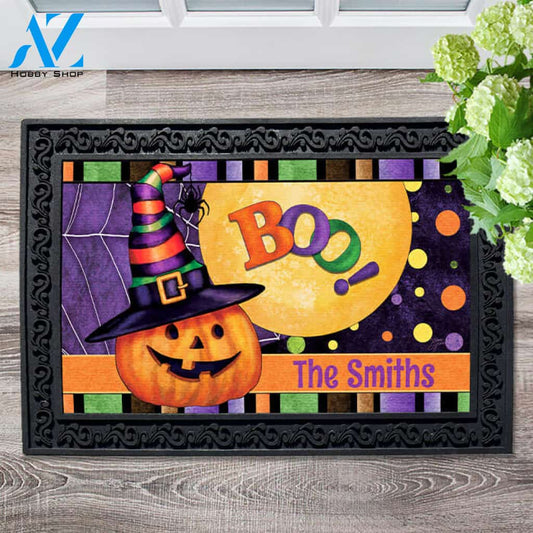 Halloween Pumpkin Witch Personalized Doormat - 18" x 30"