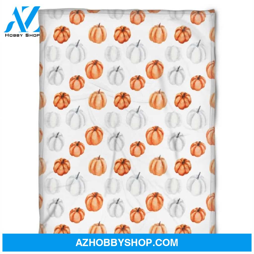 Halloween Punkins Orange And White Fleece Blanket Halloween Adult Blanket