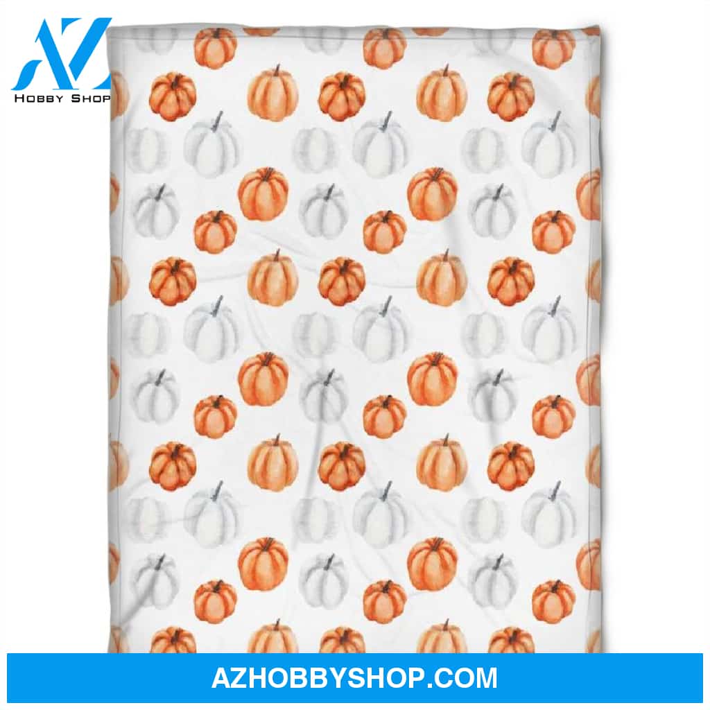 Halloween Punkins Orange And White Fleece Blanket Halloween Adult Blanket