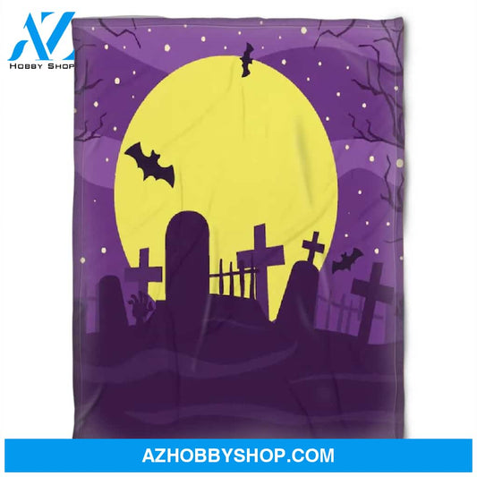 Halloween Purple Night With Moon Fleece Blanket Halloween Adult Blanket