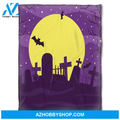 Halloween Purple Night With Moon Fleece Blanket Halloween Adult Blanket