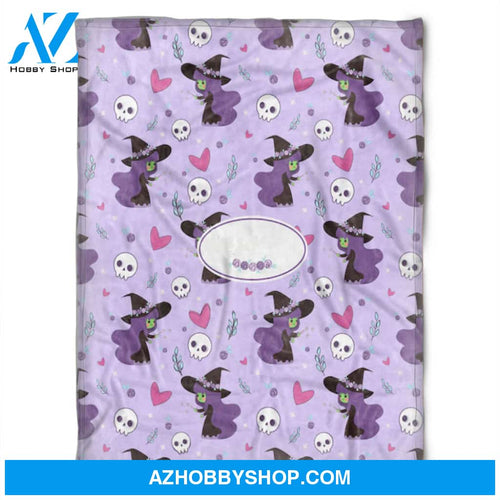 Halloween Purple Witch Fleece Blanket Halloween Adult Blanket, Pumpkins Emotions Halloween,Trick or Treat Home Decor Bedding Couch Sofa Soft And Comfy Cozy