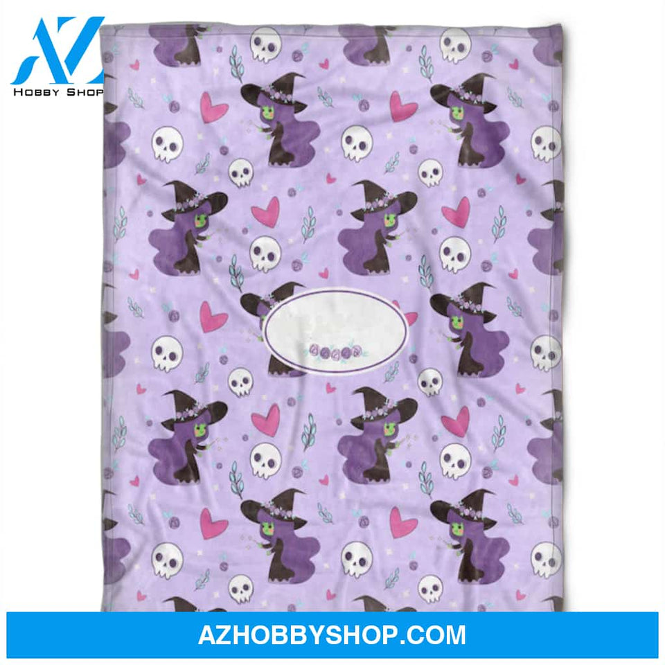 Halloween Purple Witch Fleece Blanket Halloween Adult Blanket, Pumpkins Emotions Halloween,Trick or Treat Home Decor Bedding Couch Sofa Soft And Comfy Cozy