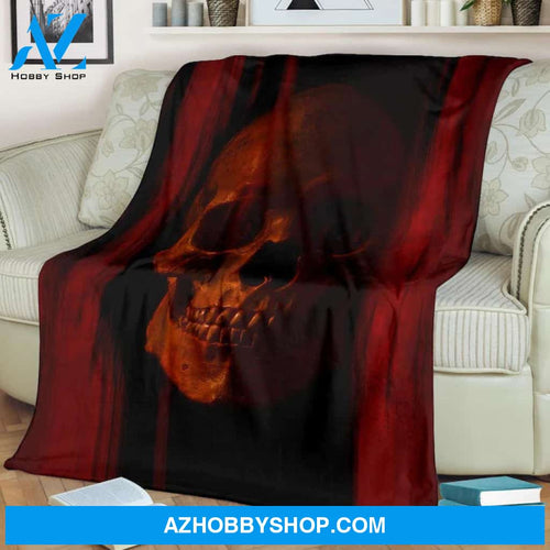 Halloween Red Scary Skull Fleece Blanket Halloween Adult Blanket, Pumpkins Emotions Halloween,Trick or Treat Home Decor Bedding Couch Sofa Soft And Comfy Cozy