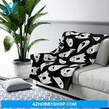 Halloween Sad Ghost White Fleece Blanket Halloween Adult Blanket, Pumpkins Emotions Halloween,Trick or Treat Home Decor Bedding Couch Sofa Soft And Comfy Cozy