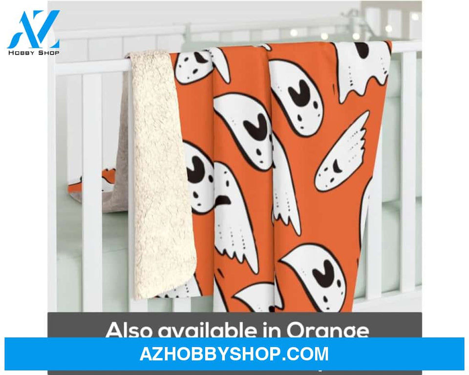 Halloween Sad Ghost White Fleece Blanket Halloween Adult Blanket, Pumpkins Emotions Halloween,Trick or Treat Home Decor Bedding Couch Sofa Soft And Comfy Cozy